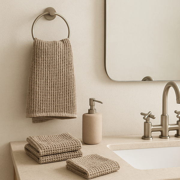 100% Organic Cotton Rustic Waffle Face Cloth - Natural