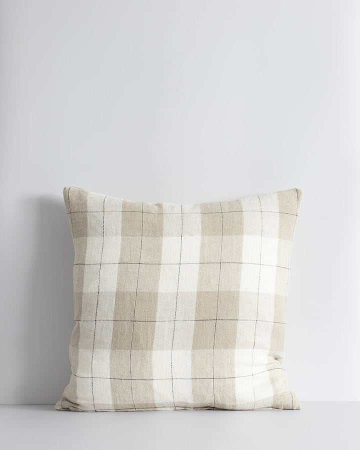 Willis Cushion Country charm is reinterpreted for urban living with Willis â€“ a relaxed, handwoven plaid design. In a modern twist, traditional fabric is re-imagined in a rich tobacco tone that is both elegant and understated. Pair with tones in compleme