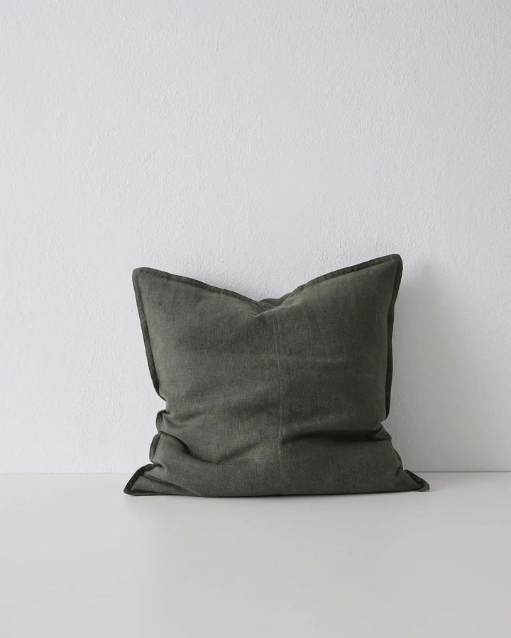 Como Khaki Linen Cushion - Modern & Stylish Discover the Como Khaki cushion, featuring premium stonewashed linen in a trendy muted green. Perfect for modern decor.