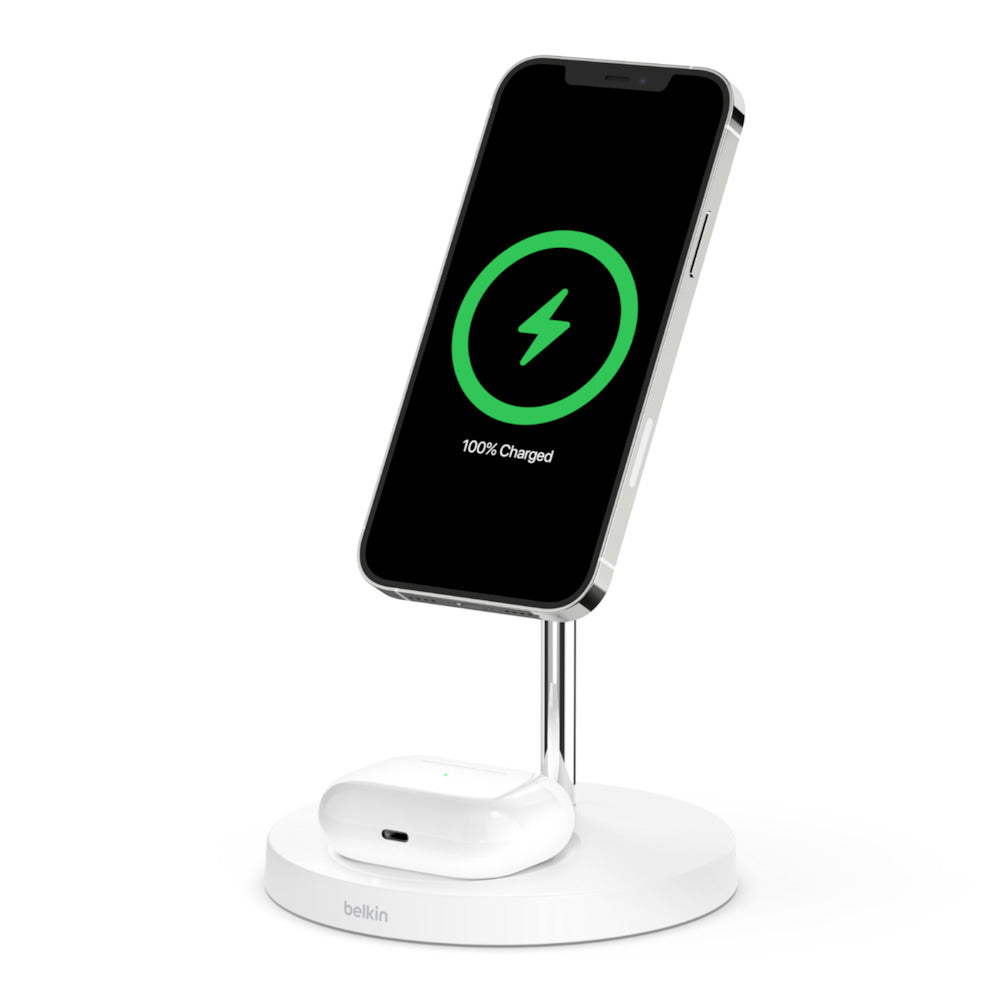 BELKIN BOOSTCHARGE PRO 2-in-1 Wireless Charger Stand With MagSafe 15W - White WIZ010auWH Belkin