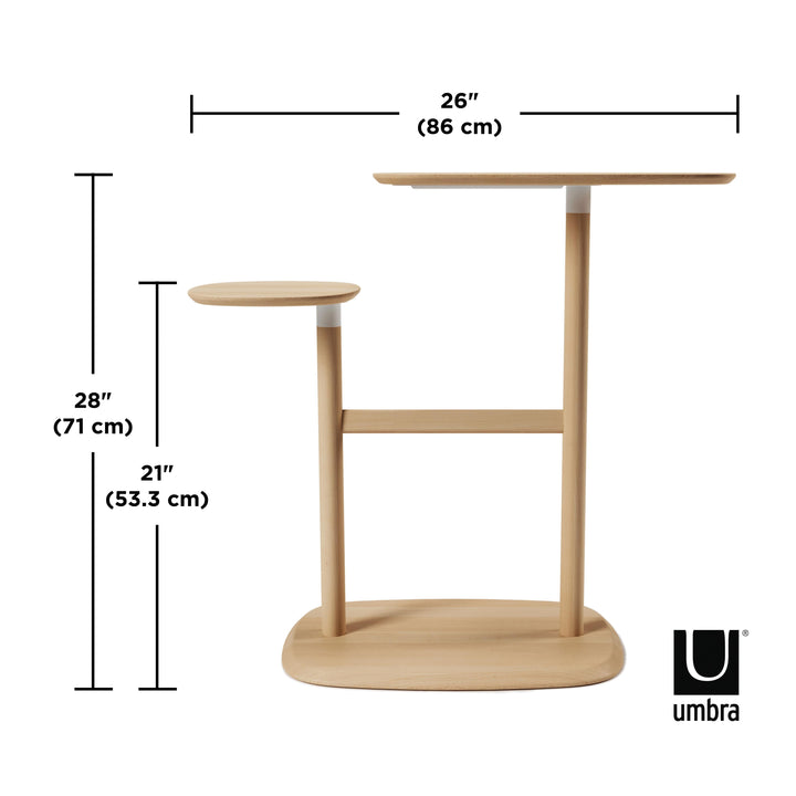 Swivo Side Table Natural By Umbra A modern side table with two interchangeable swiveling table tops, Swivo brings a soft, natural touch to your living room, bedroom or entryway.This versatile side table seamlessly accompanies your living space to provide