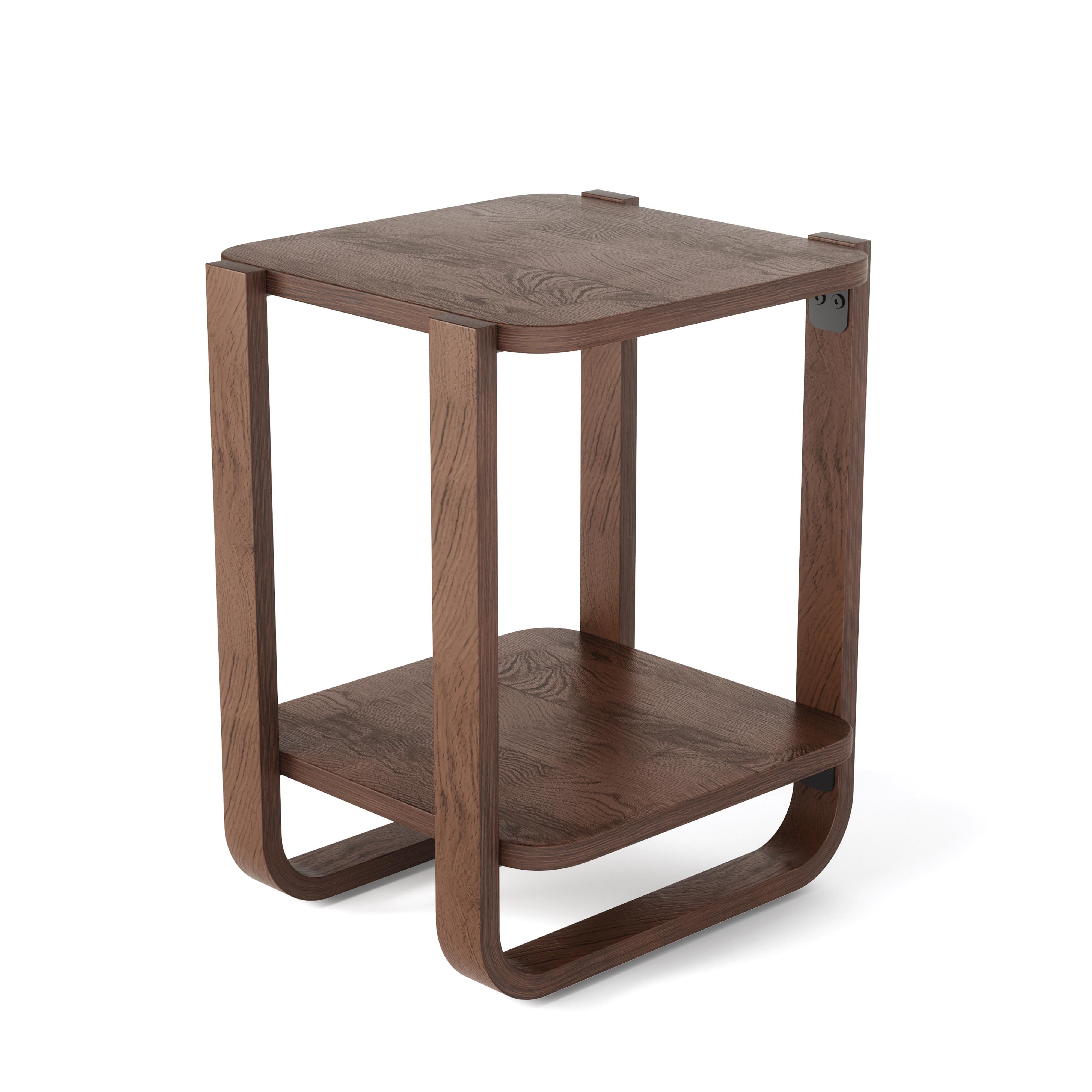 Aged Walnut Bellwood Side Table By Umbra Bellwood features soft bent-wood legs and two open tiers, bringing a warm, airy atmosphere to any living room, bedroom or entryway. This multi-purpose side table boasts ample storage capacity, supporting 90.7 kg an