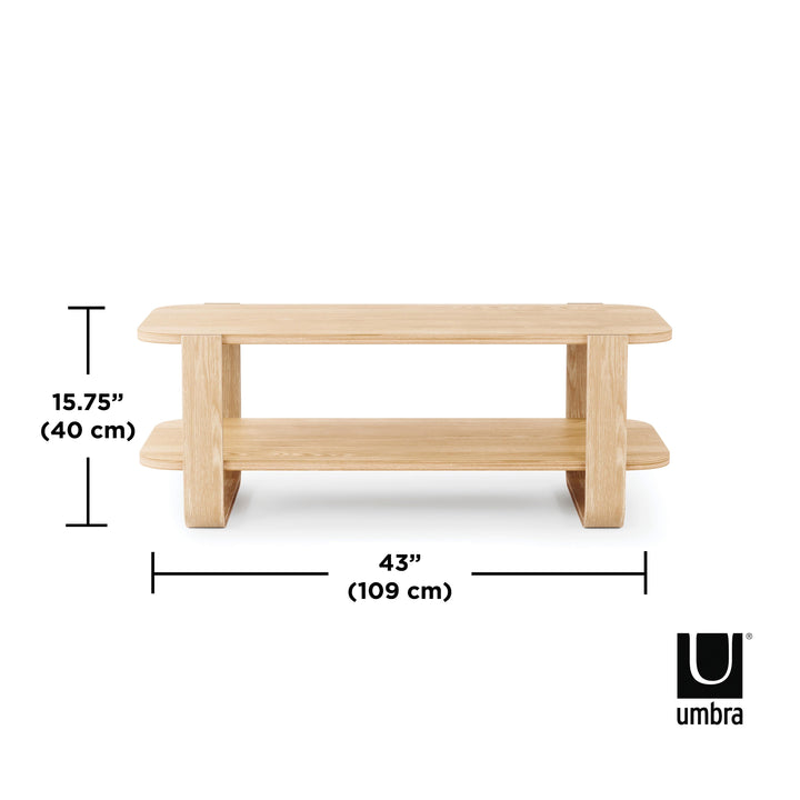 Bellwood Coffee Table Natural by Umbra With soft bent-wood legs and two open tiers, Bellwood brings a warm and airy touch to your living room, bedroom or entryway.This versatile coffee table seamlessly accompanies your space to provide multipurpose storag