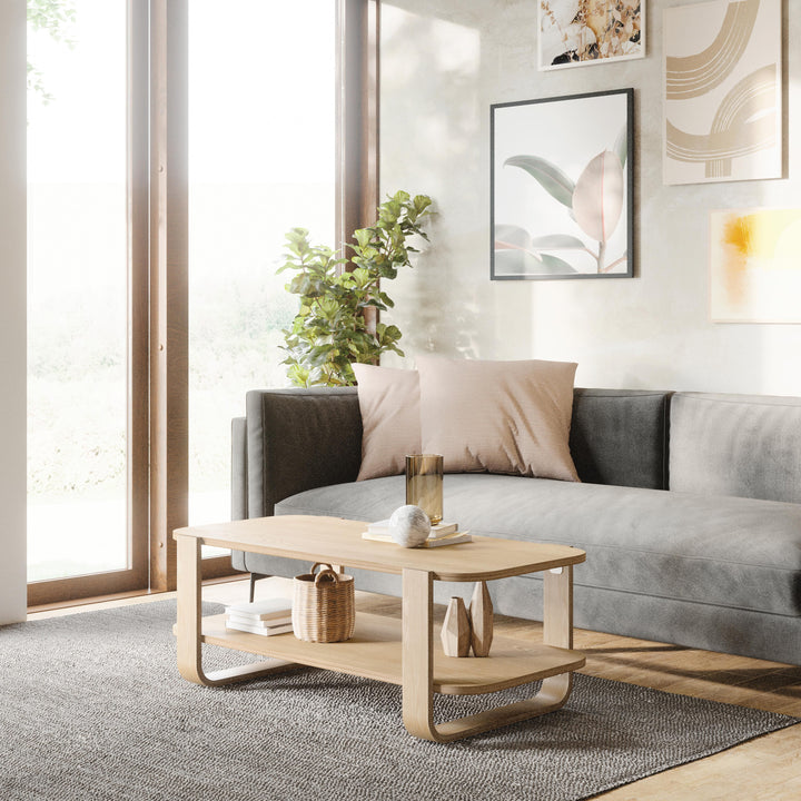 Bellwood Coffee Table Natural by Umbra With soft bent-wood legs and two open tiers, Bellwood brings a warm and airy touch to your living room, bedroom or entryway.This versatile coffee table seamlessly accompanies your space to provide multipurpose storag