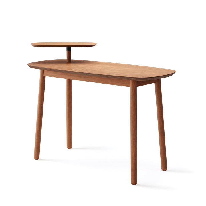 Umbra Swivo Desk Light Walnut 27X56X90Cm Featuring real wood and gentle curves, the Swivo Desk is part of Umbra's Swivo Collection which includes a coffee and side table. Thoughtfully designed with a swivelling top tier, this minimalist, natural-finish de