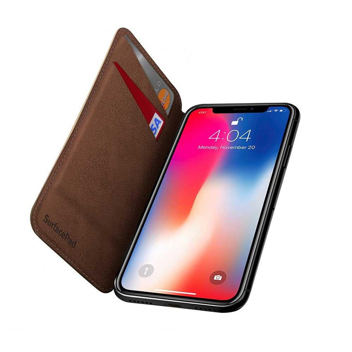 Buy online & save SurfacePad for iPhone X - Cognac |Twelve South |BEON.COM.AU Minimal. Functional. And oh so beautiful.SurfacePad for iPhone was designed for those who crave a thinner minimal iPhone cover - and not a "big styrofoam helmet" as Jerry Seinfeld would say. This super thin, luxury leather cover protects the front and back of your iPhone from common haz... Twelve South at BEON.COM.AU