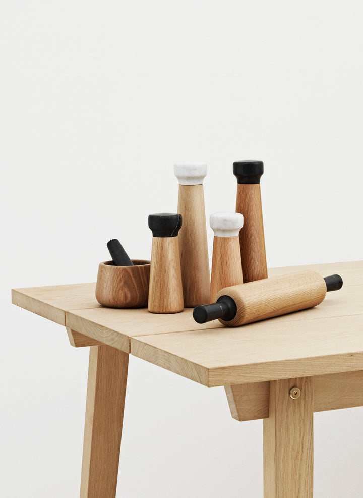 NORMANN COPENHAGEN | Craft Salt Mill Large Oak/White Marble | Spice Mills | BEON.COM.AU