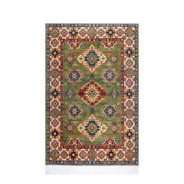 Buy Authentic Fine Afghan Kazak Afghan Rugs made in Afghanistan at BEON | Size: 170x237cmFoundation: CottonPile: Handspun WoolShape: Rectangular Hand knotted and meticulously crafted by Afghan artisans in Afghanistan, this stunning Chobi rug is made out o