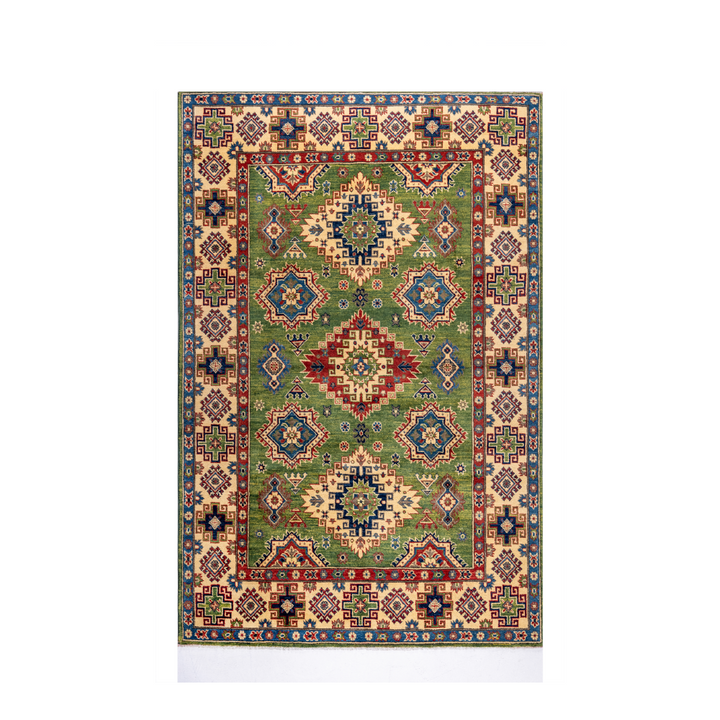 Buy Authentic Fine Afghan Kazak Afghan Rugs made in Afghanistan at BEON | Size: 170x237cmFoundation: CottonPile: Handspun WoolShape: Rectangular Hand knotted and meticulously crafted by Afghan artisans in Afghanistan, this stunning Chobi rug is made out o