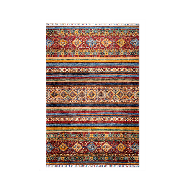 Buy Authentic Fine Afghan Khorjin Afghan Rugs made in Afghanistan at BEON | Size: 305x211cmFoundation: CottonPile: Handspun WoolShape: Rectangular Hand knotted and meticulously crafted by Afghan artisans in Afghanistan, this stunning Khorjin rug is made o