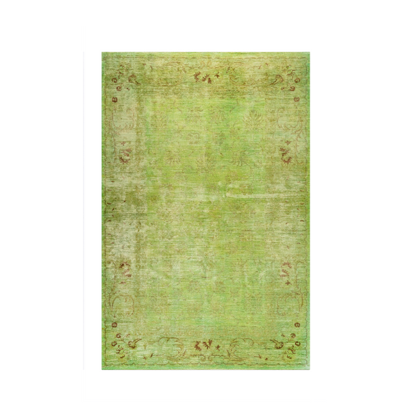 Buy Authentic Fine Afghan Overdyed Chobi Afghan Rugs made in Afghanistan at BEON | Size: 169x231cmFoundation: CottonPile: Handspun WoolShape: Rectangular This Chobi overdyed is a beautiful transitional rug in a muted distressed palette of soft green and b