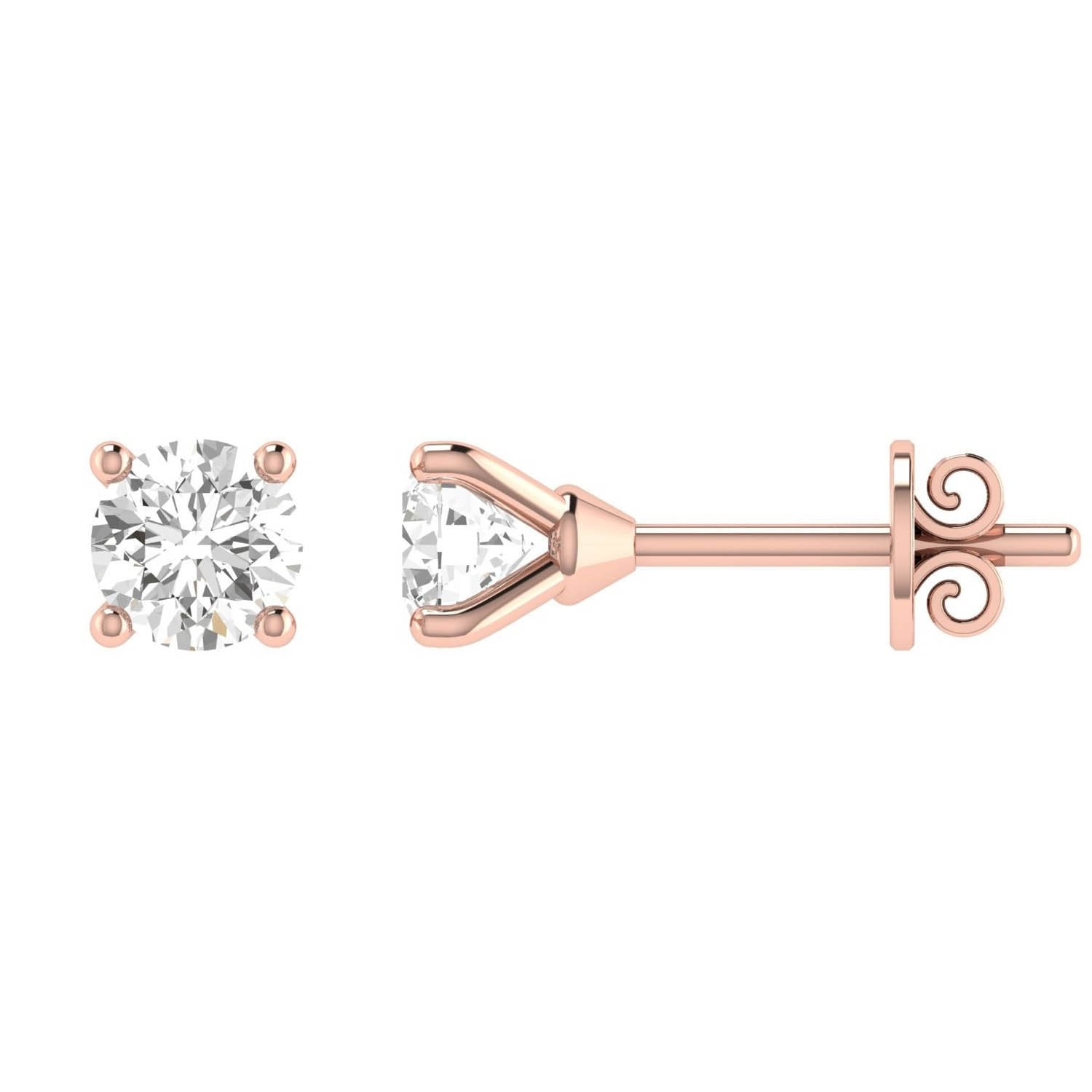 Diamond Stud Earrings with 0.50ct Diamonds in 18K Rose Gold - 18RCE50