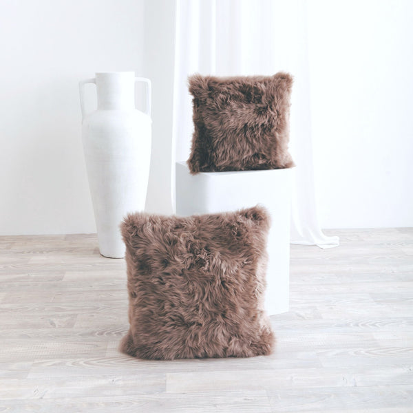 Buy and Save on The Hawkesbury Sheepskin Cushion - Mocha Cushions | Add the premium Hawkesbury Sheepskin Cushion to your collection for a luxury hit of the softest all natural texture. Available in 2 sizes and an array of beautiful neutral hues, our sheep