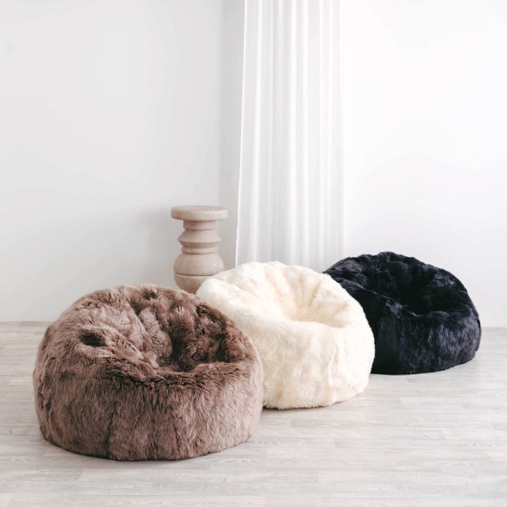 Buy and Save on The Byron Beanbag Chair Bean Bag Chairs | Fall into the comfort of a beautifully designed giant luxury sheepskin beanbag chair, handmade from the finest ethically sourced, super soft long wool sheepskin. Each of our over sized Byron Beanba