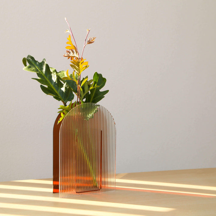 Arch Vase Vases Available at BEON | The Vase Collection combines the classic elegance of a vintage ribbed glass vase with a modern, light expression. This collection takes inspiration from simple and minimal geometric shapes, and is available in Arch, Wav