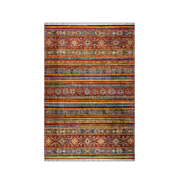 Buy Authentic Afghan Fine Khorjin Afghan Rugs made in Afghanistan at BEON | Size: 305x205cmFoundation: CottonPile: Handspun WoolShape: Rectangular Hand knotted and meticulously crafted by Afghan artisans in Afghanistan, this stunning Khorjin rug is made o