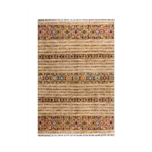 Buy Authentic Afghan Fine Khorjin Afghan Rugs made in Afghanistan at BEON | Size: 170x233cmFoundation: CottonPile: Handspun WoolShape: Rectangular Hand knotted and meticulously crafted by Afghan artisans in Afghanistan, this stunning Khorjin rug is made o