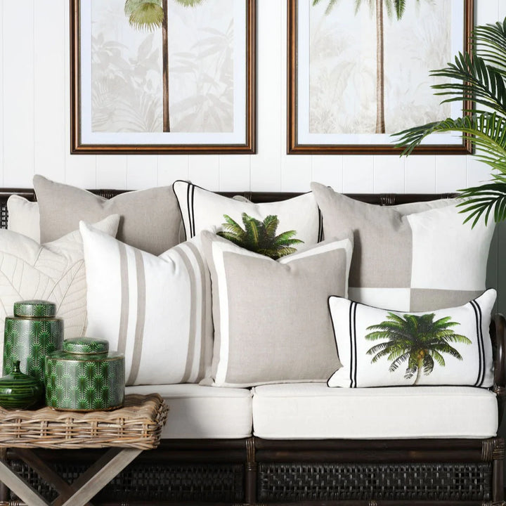 Bahama Palm 30x50 Cushions 100% Cotton. Printed. Embroidered. Piping. by Paloma Living Australia
Buy now at BEON