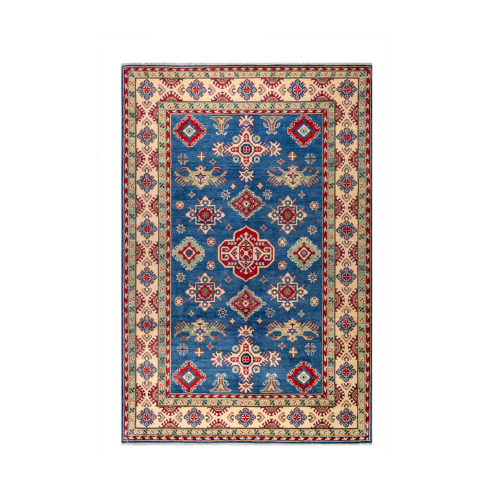 Buy Authentic Afghan Super Fine Kazak Afghan Rugs made in Afghanistan at BEON | Size: 200x300cmFoundation: CottonPile: Handspun WoolShape: Rectangular Hand knotted and meticulously crafted by Afghan artisans in Afghanistan, this stunning Kazak rug is made