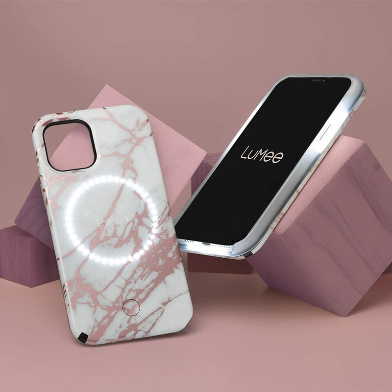 iPhone 12 Pro/12 (6.1") CASEMATE LUMEE Halo Light Up Selfie Case - Rose Gold White Marble LM043580 Casemate