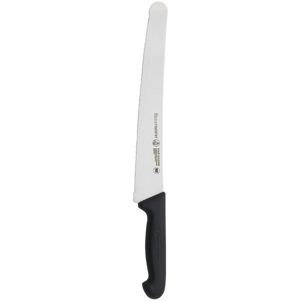 Buy online & save Four Seasons Round Tip Scalloped Bread Knife 10 Inch (25.4cm) |Messermeister |BEON.COM.AU 5033 10         Four Seasons 10 Inch Round Tip Scalloped Bread Knife The Messermeister Four Seasons Scalloped Round-Tip Bread Knife features a stamped blade with a rounded tip that will slice everything! The scallops are rounded just enough to gain traction on slippery smooth surfaces but are gen... Messermeister at BEON.COM.AU