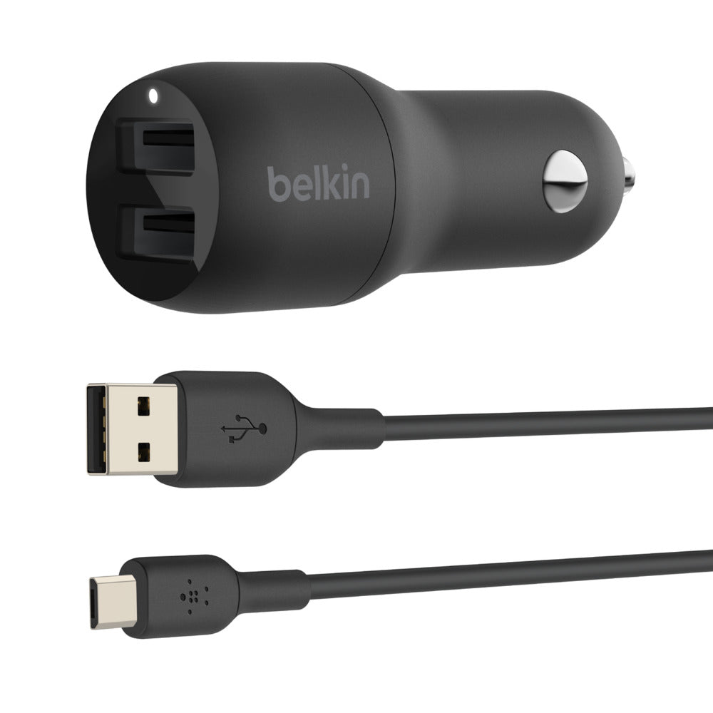 Belkin BOOSTCHARGE Dual USB-A Car Charger 24W + USB-A to Micro-USB Cable CCE002bt1MBK Belkin