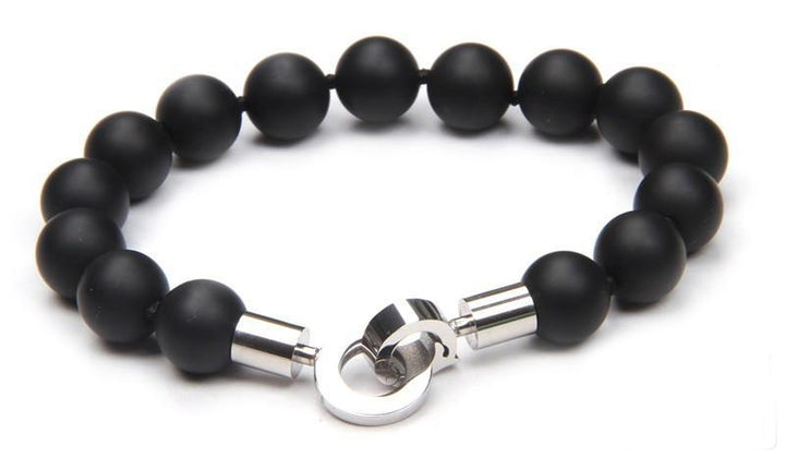 Buy online & save Large Black Agate Beaded Bracelet |Cudworth |BEON.COM.AU This mens ball beaded bracelet is made from black agate beads. - A non elastic strong nylon cord inner and polished Stainless Steel Clasp finishes this one size fits all bracelet. - Appeal to the in-trend layered look by mixing and matching with smaller contrasting beaded bracelets. - 22 cm lengt... Cudworth at BEON.COM.AU