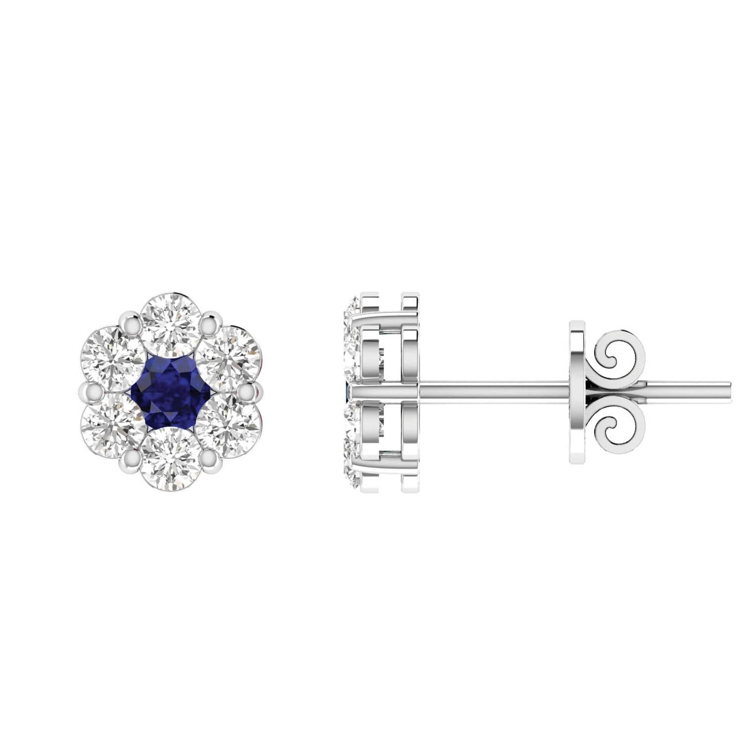 Sapphire Diamond Stud Earrings with 0.80ct Diamonds in 9K White Gold - 9WRE100GHS