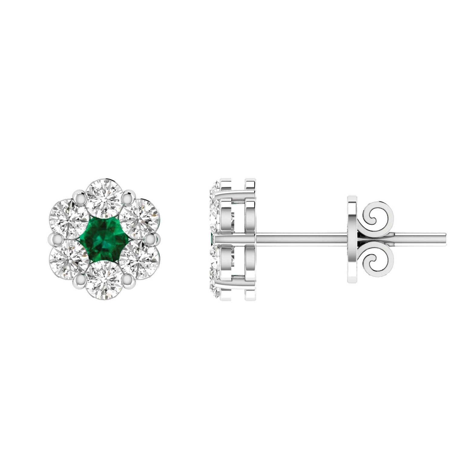 Emerald Diamond Stud Earrings with 0.19ct Diamonds in 9K White Gold - 9WRE25GHE
