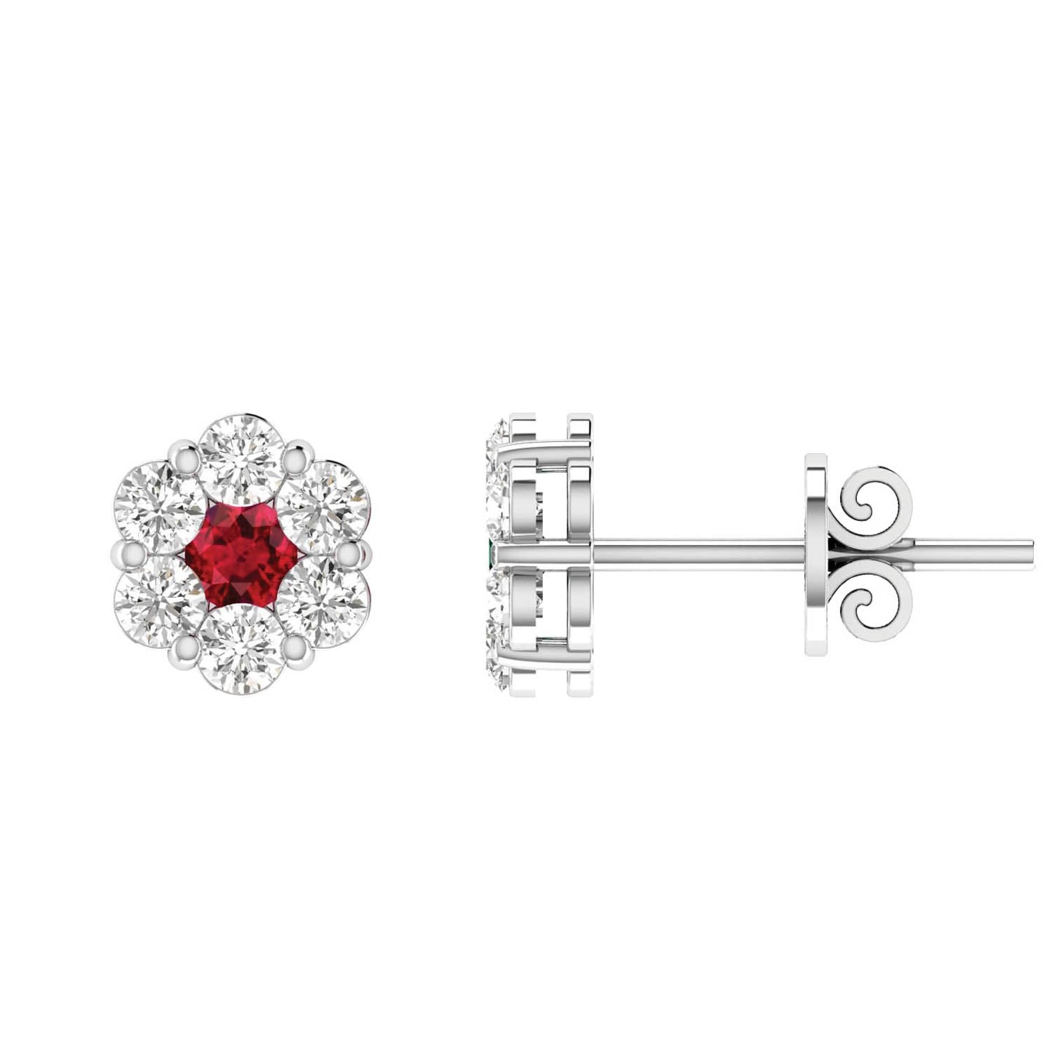 Ruby Diamond Earrings with 0.19ct Diamonds in 9K White Gold - 9WRE25GHR