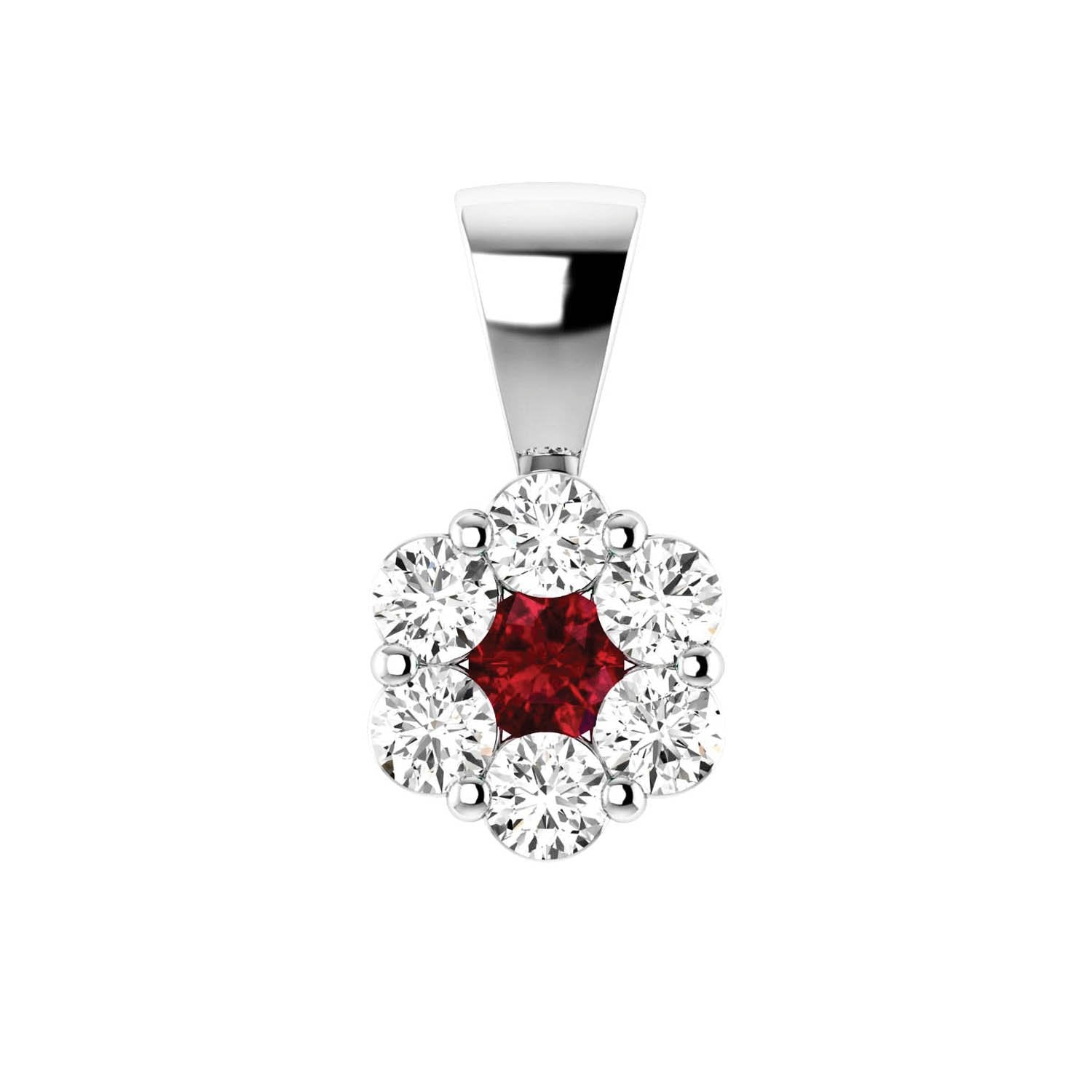 Ruby Diamond Pendant with 0.19ct Diamonds in 9K White Gold - 9WRP25GHR