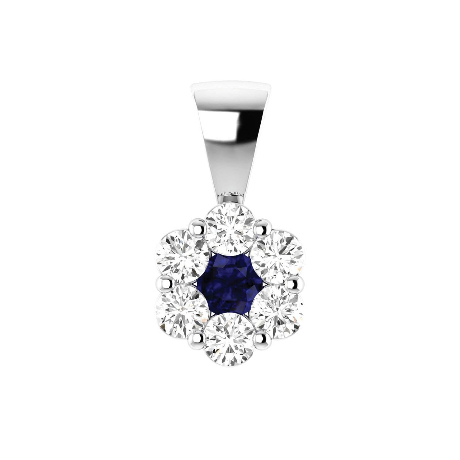 Sapphire Diamond Pendant with 0.53ct Diamonds in 9K White Gold - 9WRP75GHS