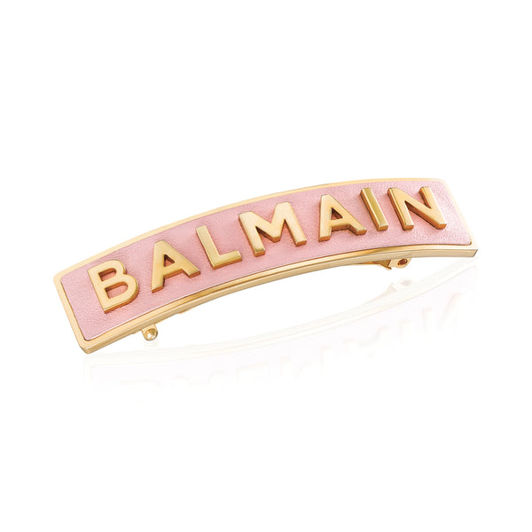 Buy Balmain Paris Medium Barrette Pastel Pink With Gold Logo (Limited Edition) | Hair Barrettes | by Balmain Paris Hair Couture at BEON.COM.AU