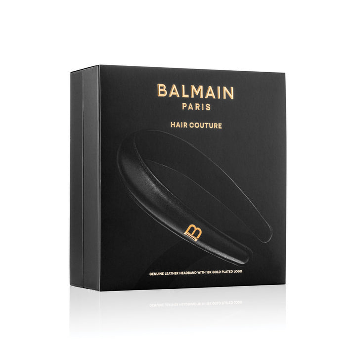 Balmain Signature Luxury Puffed Leather Headband - Black Fw22 Genuine napa leather headband with a puffed silhouette. Embellished with 18K gold plated logo element. Adds the perfect amount of hight to each hairstyle. With nubuck lining on the inside to gi