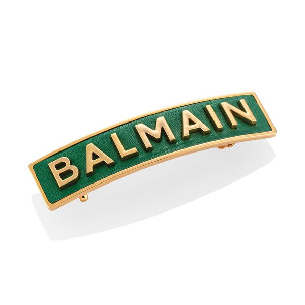 Balmain Limited Edition Green & Golden Logo Barrette Fw22