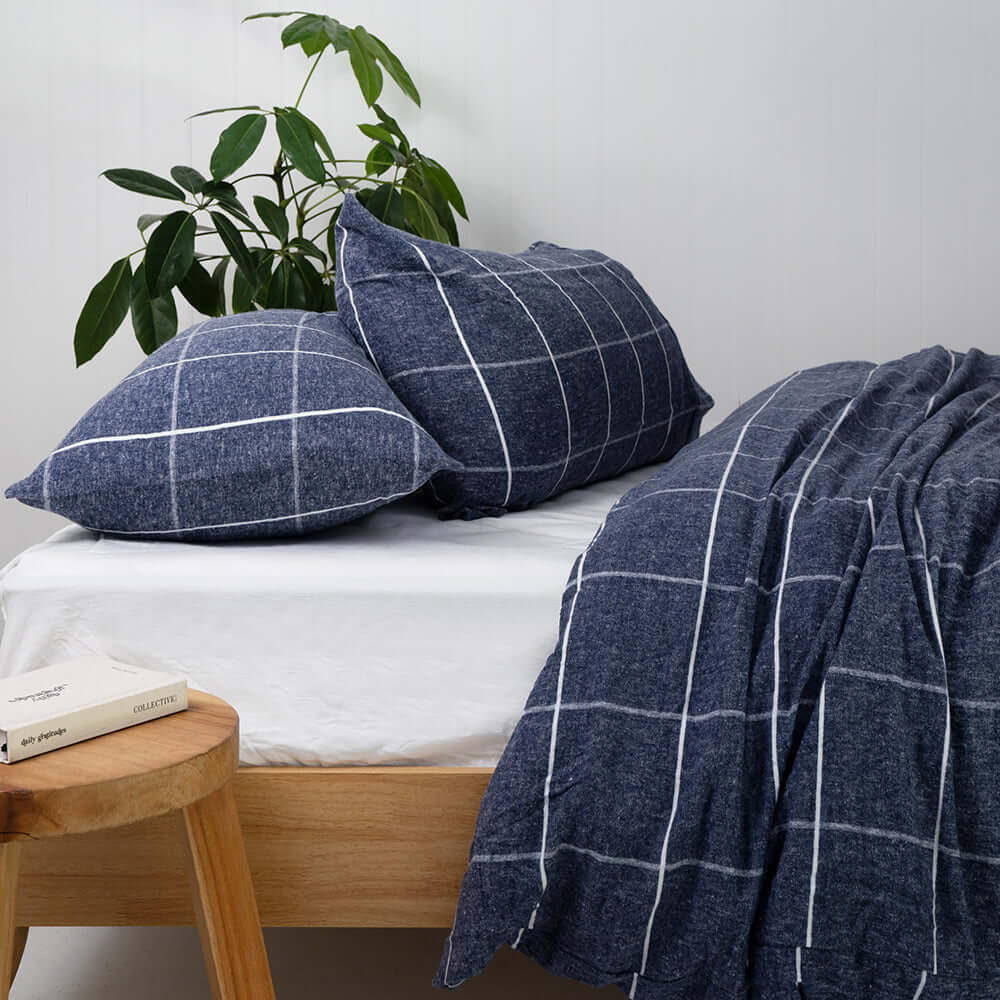 BEON.COM.AU Cosy up through Winter with our range of soft flannelette quilt cover sets made from 100% yarn-dyed cotton. The fabric has been brushed on both sides after weaving which creates a wonderful texture and helps to hold in warmth. The pattern has been woven into the fabric, rather than printed on top... at BEON.COM.AU