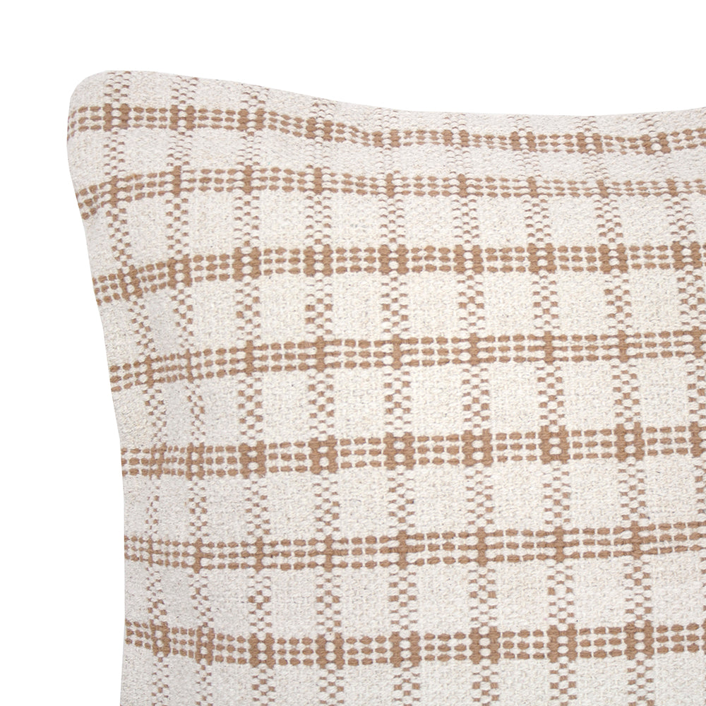 BEON.COM.AU The intricately woven pattern on the Merle cushion is a great contemporary reincarnation of a classic check design. Made from 100% cotton, the front features the check and the reverse is a plain-coloured fabric. Includes a removable polyester cushion fill. Composition: Cotton Size Information: Sq... at BEON.COM.AU
