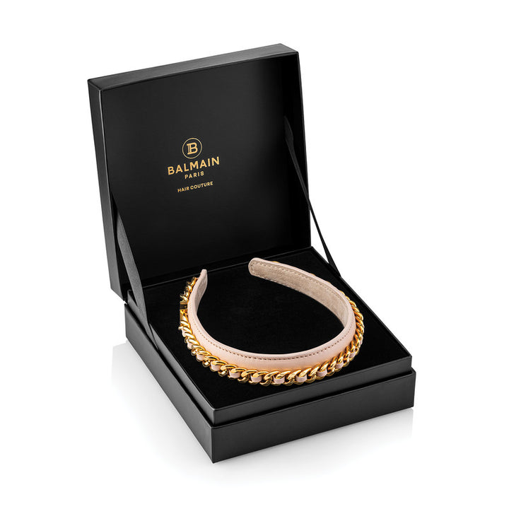 Balmain Limited Edition Tan Chain Leather Headband SS22