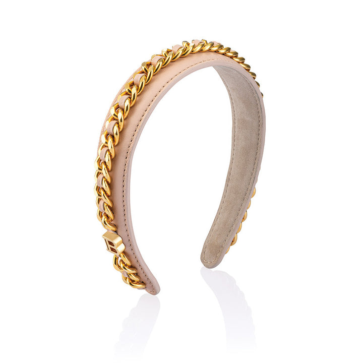 Balmain Limited Edition Tan Chain Leather Headband SS22