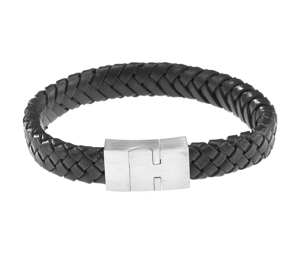 BEON.COM.AU Mens Leather bracelet featuring: - Black Leather Woven Leather - Stainless Steel Magnetic Clasp - 22 cm length, 11 mm wide, 2.3 mm wide clasp - Comes in Official Cudworth Gift Pouch. Bracelets Cudworth at BEON.COM.AU