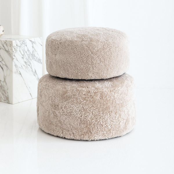 Buy and Save on The Jamieson Ottoman - Bone Ottomans | Bring natural texture and contemporary design into your space with the sturdy and stylish handmade Jamieson Round Ottoman. Choose between two sizes and three beautiful modern colours, or mix-and-match