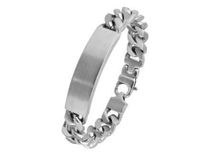 Buy online & save Brushed Stainless Steel ID Chain Bracelet |Cudworth |BEON.COM.AU Stainless Steel ID Bracelet featuring:- 22cm chain- Stainless Steel ID link- Comes in Official Cudworth Gift Box. This piece is a practical choice for those who want a quality, heavy bracelet that will not tarnish and does't need polishing. The blank ID link on this bracelet is ideal for thos... Cudworth at BEON.COM.AU