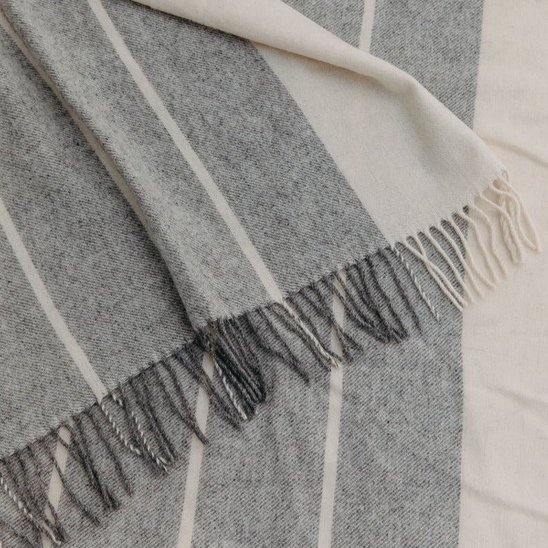 The Burleigh 100% Merino Wool Throw in Grey has been hand loomed in Lithuania from the finest Merino Wool sourced from the rolling hills of Australia & New Zealand. Naturally soft and over sized,