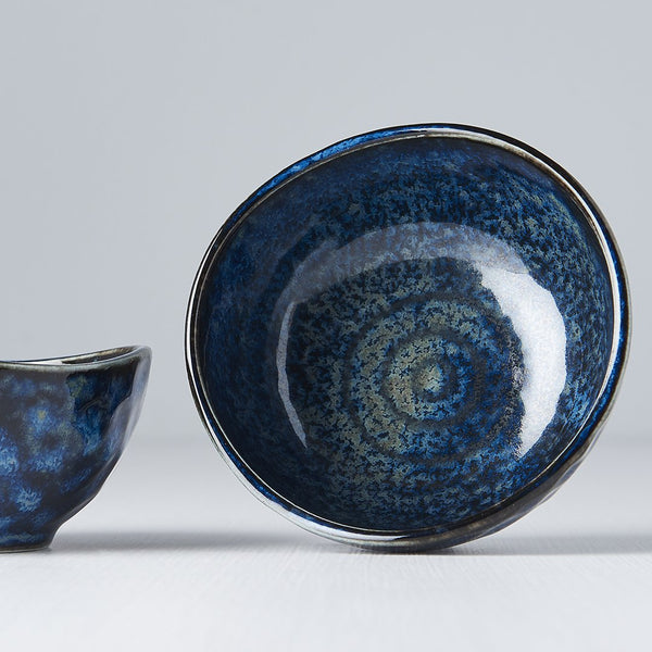 Save on Indigo Blue Uneven Sauce Dish Made in Japan at BEON. 9cm diameter x 4cm height Uneven sauce dish in Indigo Blue design The Indigo Blue range is a popular glaze due the richness and depth of colour. A unique dappling effect means no two are the same. Use this beautiful sauce dish for dipping sauces to accompany any dumpling, spring roll or sausage roll. Handcrafted in JapanMicrowave and dishwasher safe