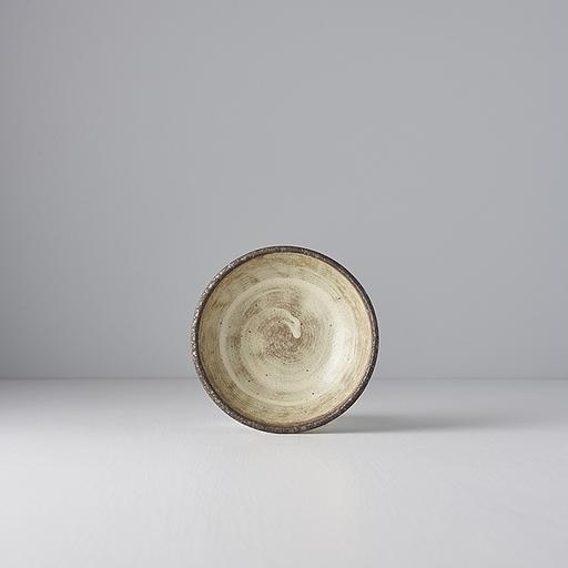 Save on Nin-Rin Small Shallow Bowl Made in Japan at BEON. 13cm diameter x 4.5cm height Small Shallow Bowl in Nin-Rin design. The Nin-Rin range features a circular sweep of golden ochre over the signature 'Earth' glaze. No two pieces are the same due to a unique hand glazing technique used to create the swirling pattern. This small shallow bowl is the perfect size for sauces, dips, snacks or your favourite set dessert. Handcrafted in Japan.Microwave and dishwasher safe.