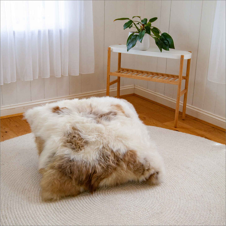 Buy Lhasa Floor Cushion | Lhasa Floor Cushion by Fibre at BEON | Himalyan Longwool Sheepskin Cushion with zipper, 100% polyester cushion inner, microsuede base. Size The perfect combination of luxurious comfort and style, this cushion helps bring a sophis