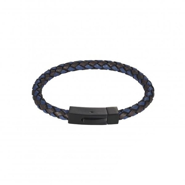 Buy online & save Black & Blue Italian Leather Bracelet |Cudworth |BEON.COM.AU Men's Leather Bracelet featuring: - Black &amp; Blue Italian Leather braid in 21 cm length.- Brushed finish Stainless Steel Magnetic clasp.- Comes in official gift pouch. Bracelets Cudworth at BEON.COM.AU