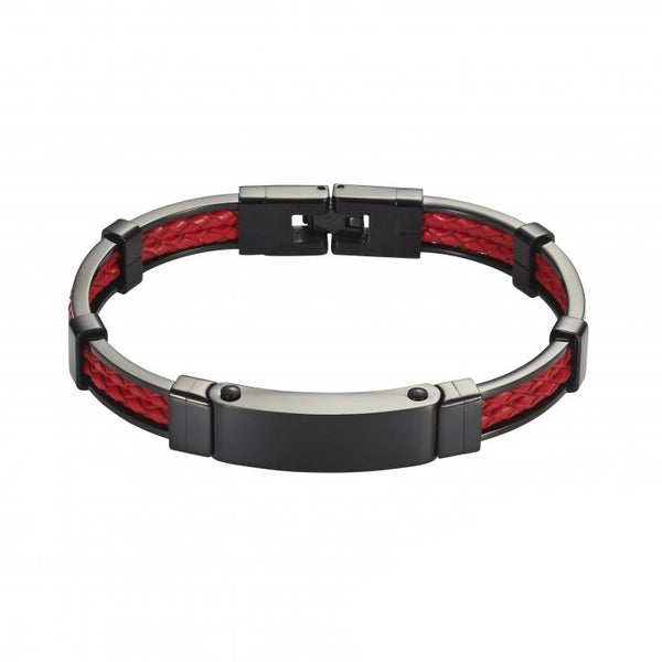 Buy online & save Steel Frame Red Leather Bracelet |Cudworth |BEON.COM.AU Italian designed Men's Bracelet by Cudworth featuring: - Polished Ion Plated Black Steel with Red twin cord Leather. - 70 mm diameter, 65 mm opening. - Comes in official Cudworth gift box. Also available in Black framed Blue leather, Silver framed Black leather, Silver framed Brown leather an... Cudworth at BEON.COM.AU