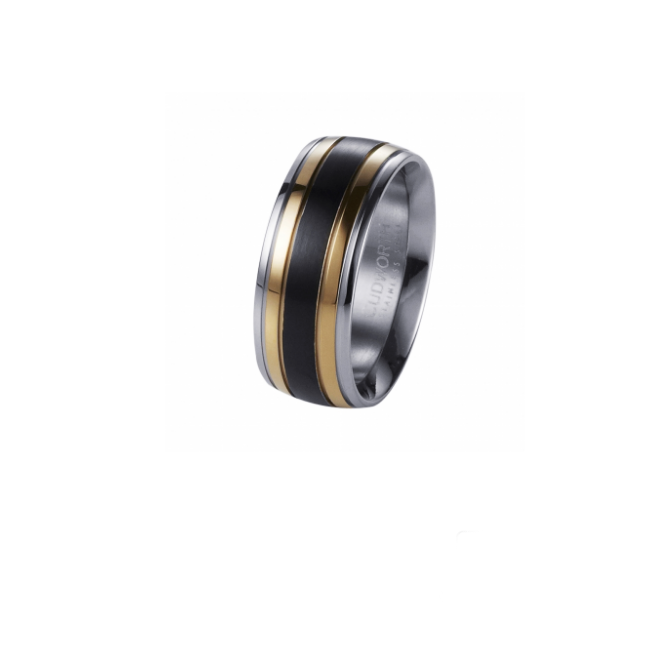 Buy online & save Tri Colour Steel Ring |Cudworth |BEON.COM.AU Steel Mens Ring featuring: - 9 mm wide Stainless Steel base with IP Gold and Matt Black finish. - Smooth and polished inner for comfortable fit (available sizes Q, R, S, T, U, V, W, X, Y, Z, Z+1, Z+2, Z+3, Z+4). - Comes in a Gift Box. Rings Cudworth at BEON.COM.AU