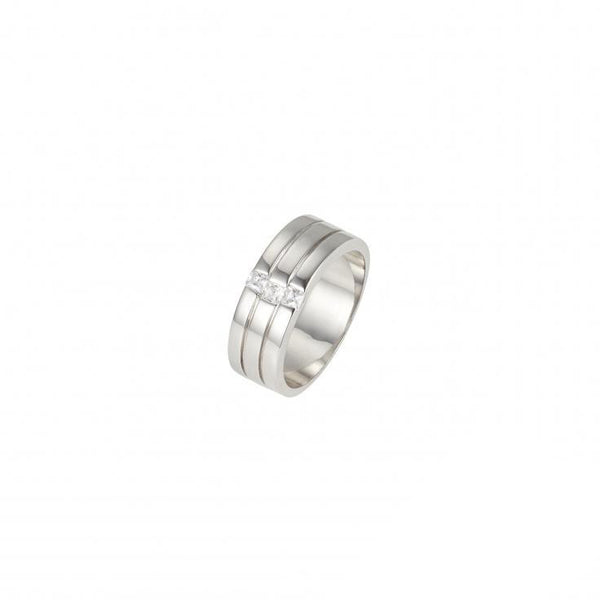 Buy online & save Cubic Zirconia Silver Ring |Cudworth |BEON.COM.AU Mens Ring by Cudworth featuring: - Solid 925 Sterling Silver base finished in Rhodium plating - 3 Cubic Zirconias - Available in sizes R, T, W, Z. - Comes in official Cudworth gift box. Rings Cudworth at BEON.COM.AU